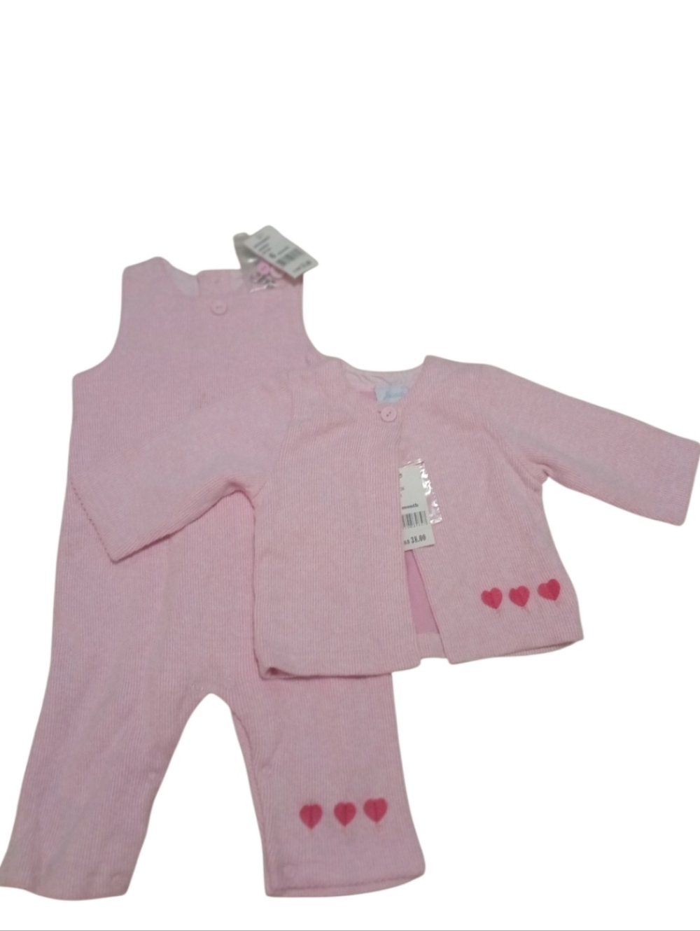 Jacadi Pink Knit Baby Matching Set with Heart Details